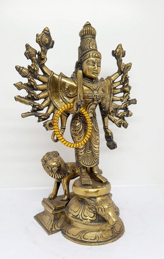 รูปภาพที่1 ของสินค้า : TP316 พระแม่อุมายืน16กร เนื้อทองเหลืองอินเดีย 