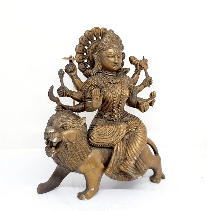 รูปภาพที่1 ของสินค้า : TP317 พระแม่อุมานั่งสิงโต เนื้อทองเหลืองอินเดีย 