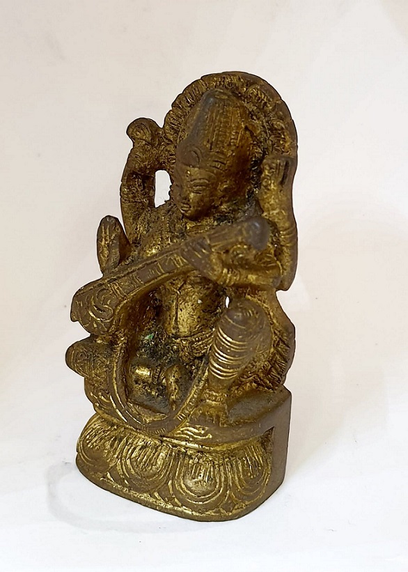 รูปภาพที่1 ของสินค้า : TP327 พระแม่สุรัสวดี เนื้อทองเหลืองอินเดีย 