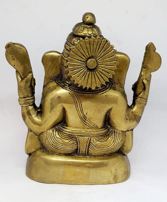 รูปภาพที่1 ของสินค้า : PI083 พระพิฆเนศวรนั่งปางศิลปะอินเดีย ทองเหลืองอินเดีย 