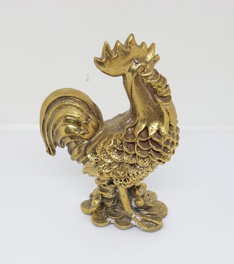 รูปภาพที่1 ของสินค้า : A067 ไก่เหยียบก้อนเงินทอง ทองเหลือง 