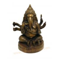 PT037 พระพิฆเนศวรนั่งปาง 3 เศียร เนื้อทองเหลือง  PT037 พระพิฆเนศวรนั่งปาง 3 เศียร เนื้อทองเหลือง