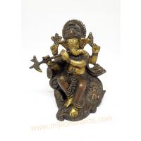 PI011 พระพิฆเนศวร เนื้อทองเหลืองอินเดีย  PI011 พระพิฆเนศวร เนื้อทองเหลืองอินเดีย