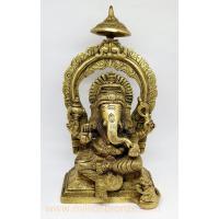 PI072 พระพิฆเนศวรนั่งบัลลังค์ประทานพร เนื้อทองเหลืองอินเดีย  PI072 พระพิฆเนศวรนั่งบัลลังค์ประทานพร เนื้อทองเหลืองอินเดีย