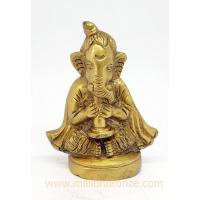 PI077 พระพิฆเนศวรเป่าแตร เนื้อทองเหลืองอินเดีย  PI077 พระพิฆเนศวรเป่าแตร เนื้อทองเหลืองอินเดีย