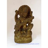 TP327 พระแม่สุรัสวดี เนื้อทองเหลืองอินเดีย  TP327 พระแม่สุรัสวดี เนื้อทองเหลืองอินเดีย