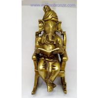 PI066 พระพิฆเนศวร นั่งอ่านหนังสือ ทองเหลืองอินเดีย  PI066 พระพิฆเนศวร นั่งอ่านหนังสือ ทองเหลืองอินเดีย